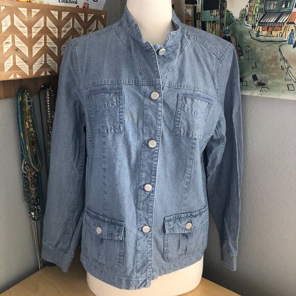 Charter Club Pastel Blue Denim Utility Jacket - Coastal Cowgirl - Picture 2 of 7